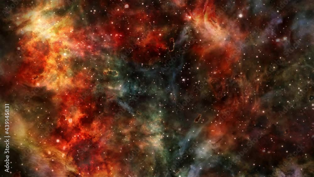 Poster seamless loop space journey through star field and space nebula. elements image are furnished by nas