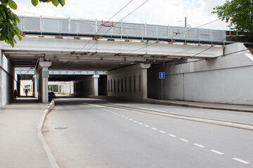 bridge over the highway in the city