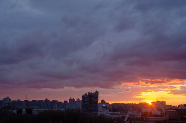 sunset over the city