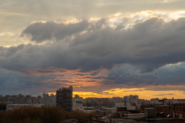 sunset over the city