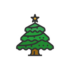 Christmas Tree Icon Vector Illustration ,Nature ,Wood