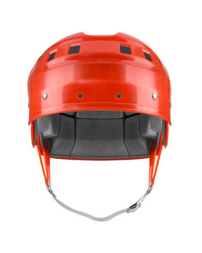 red hockey helmet isolated on white background