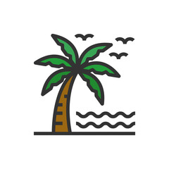 Coconut Tree Icon Vector Illustration ,Nature ,Wood