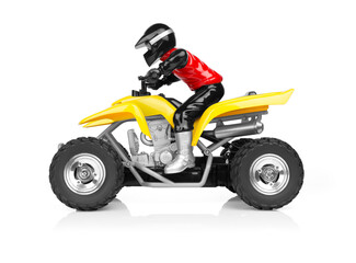 Toy ATV four wheeler bike isolated on white background