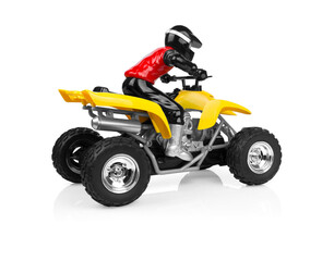 Fototapeta premium Toy ATV four wheeler bike isolated on white background