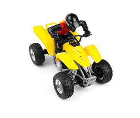 Toy ATV four wheeler bike isolated on white background