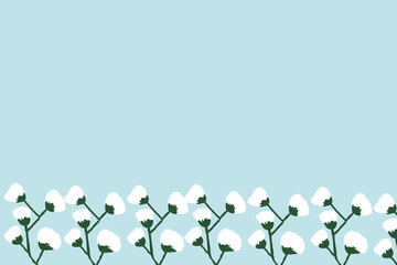 White flower pattern painting on blue background