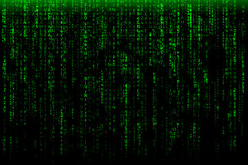 illustration of falling green numbers on a black background. matrix concept, hacking