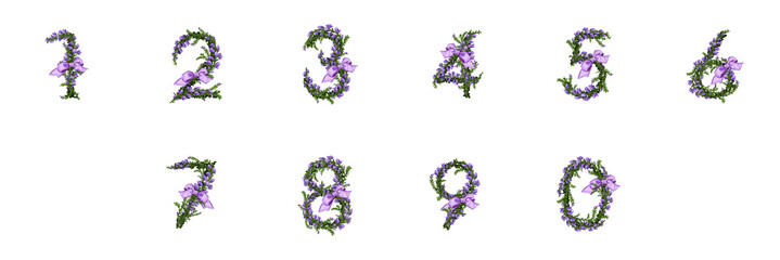 Heather Numbers bow vintage branch blossom