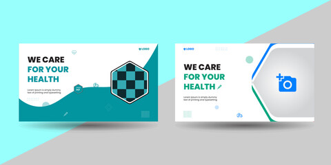 YouTube thumbnail template. Video template for medical health care, web template