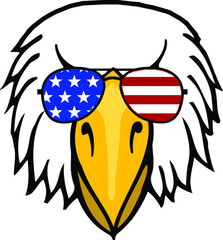 bald eagle head with patriotic sunglasses