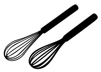 Kitchen whisks for cooking included. Vector image.