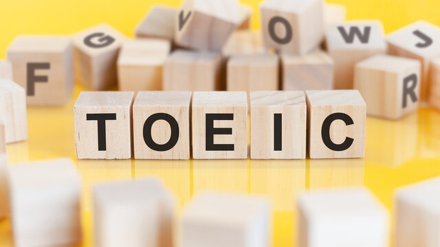 word toeic written on wood blocks, concept
