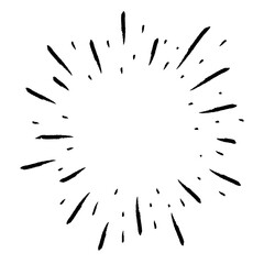 Doodle starburst. Hand drawn sun burst. Vector sketch illustration. Isolated on white background.