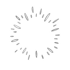 Doodle starburst. Hand drawn sun burst. Vector sketch illustration. Isolated on white background.