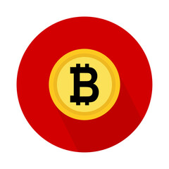 Bitcoin coin icon, money bank flat design, finance symbol for web, logo, app vector illustration