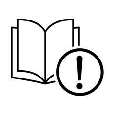 Book icon, exclamation mark education textbook, library vector illustration  symbol. learning design isolated white background