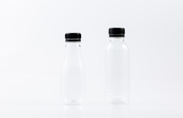 plastic bottle on a white background,Closeup many plastic water bottle with cap isolated on over white background