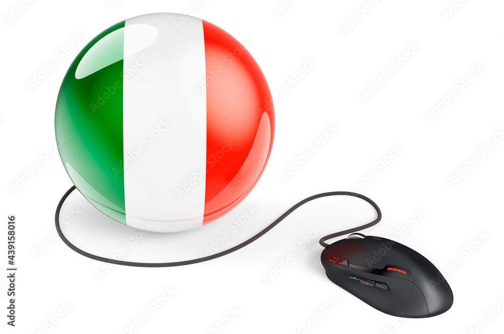 Aufkleber computer mouse with irish flag. internet network in ireland concept. 3d rendering