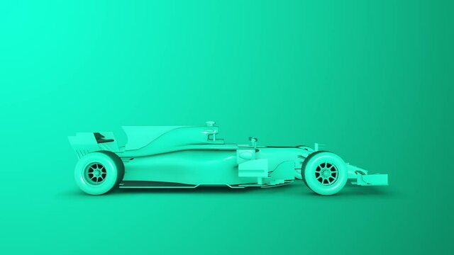 Abstract Animation Of A Futuristic Green Race Car Speed In 4K UHD,  It's Technology And Engineering 3D Rendering