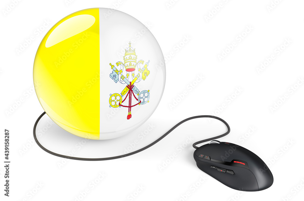 Aufkleber computer mouse with vatican flag. internet network in vatican concept. 3d rendering