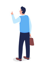 Job hunter semi flat color vector character. Male employee figure. Full body person on white. Career opportunities search isolated modern cartoon style illustration for graphic design and animation
