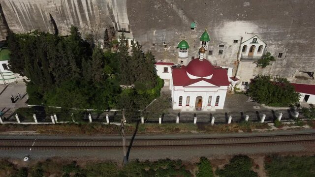  Flight over the Cave Monastery of St. Clement and the fortress in Crimea.