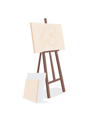 Easel with canvas painting semi flat color vector object. Creating picture. Art material. Creative hobby. Drawing practice isolated modern cartoon style illustration for graphic design and animation