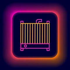 Glowing neon line Car radiator cooling system icon isolated on black background. Colorful outline concept. Vector
