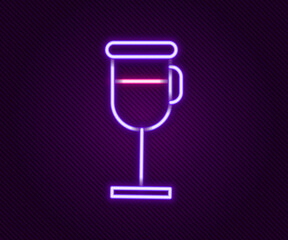 Glowing neon line Irish coffee icon isolated on black background. Colorful outline concept. Vector