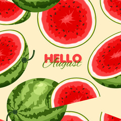 Watermelon seamless pattern. Summer banner concept. Vector illustration