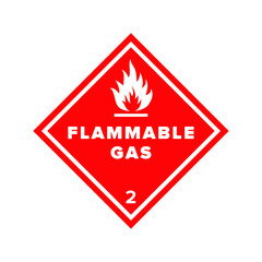 Flammable sign. Flame image. Hazard class 2 (gases). Red vector sign. The danger.