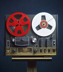 Reel tape. Analog music player and recorder. A symbol of recording in retro style