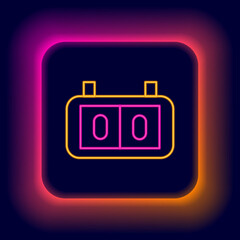 Glowing neon line Sport mechanical scoreboard and result display icon isolated on black background. Colorful outline concept. Vector