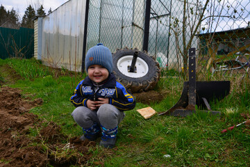 Little child in the garden