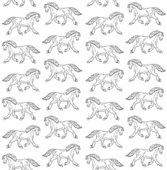 Vector seamless pattern of hand drawn doodle sketch draft horse isolated on white background