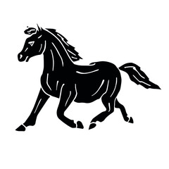 Fototapeta na wymiar Vector hand drawn doodle sketch black pony horse isolated on white background
