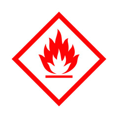Flammable sign. Flame image. Hazard class 2 (gases), class 3 (liquid), class 4 (solid materials). Red vector sign. The danger.