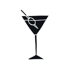 Vector hand drawn doodle sketch martini cocktail isolated on white background