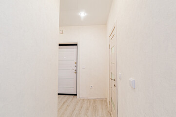Russia, Moscow- May 29, 2020: interior room apartment modern bright cozy atmosphere. general cleaning, home decoration, room doors, renovation corridor lobby entrance hall