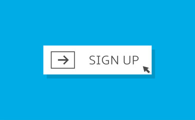 Sign up white button vector illustration for web