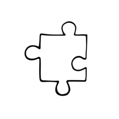 Vector hand drawn doodle sketch puzzle piece isolated on white background