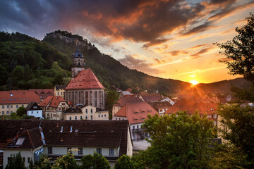 Sonnenuntergang in Königstein, Sachsen 
