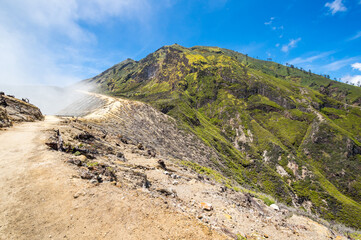 Ijen volcano in East Java, Indonesia
