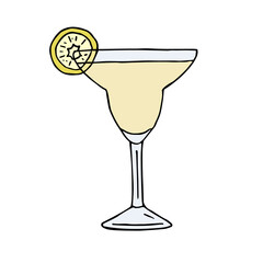 Vector hand drawn doodle sketch colored margarita cocktail isolated on white background