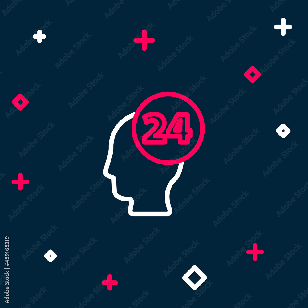 Poster line support operator in touch icon isolated on blue background. concept for call center, client sup