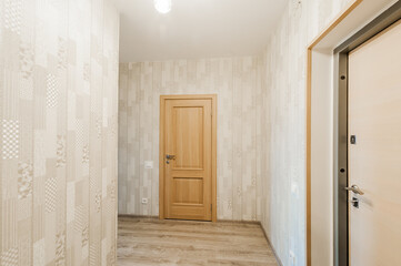 Russia, Moscow- May 29, 2020: interior room apartment modern bright cozy atmosphere. general cleaning, home decoration, room doors, renovation corridor lobby entrance hall