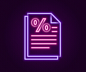 Glowing neon line Finance document icon isolated on black background. Paper bank document for invoice or bill concept. Colorful outline concept. Vector