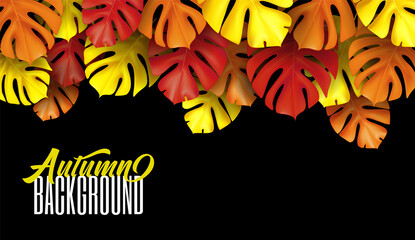 Background of autumn leaves. Forest poster. Design Web banner template. Vector illustration.