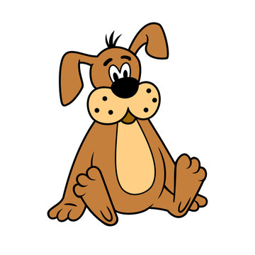 Cartoon Dog Sitting surprised. One piece from the set of this character. Vector clipart.